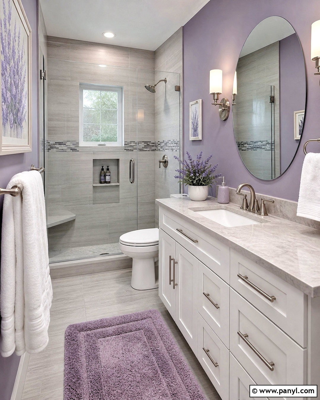 Lavender And Soft Gray Bathroom - 20 small bathroom colour schemes