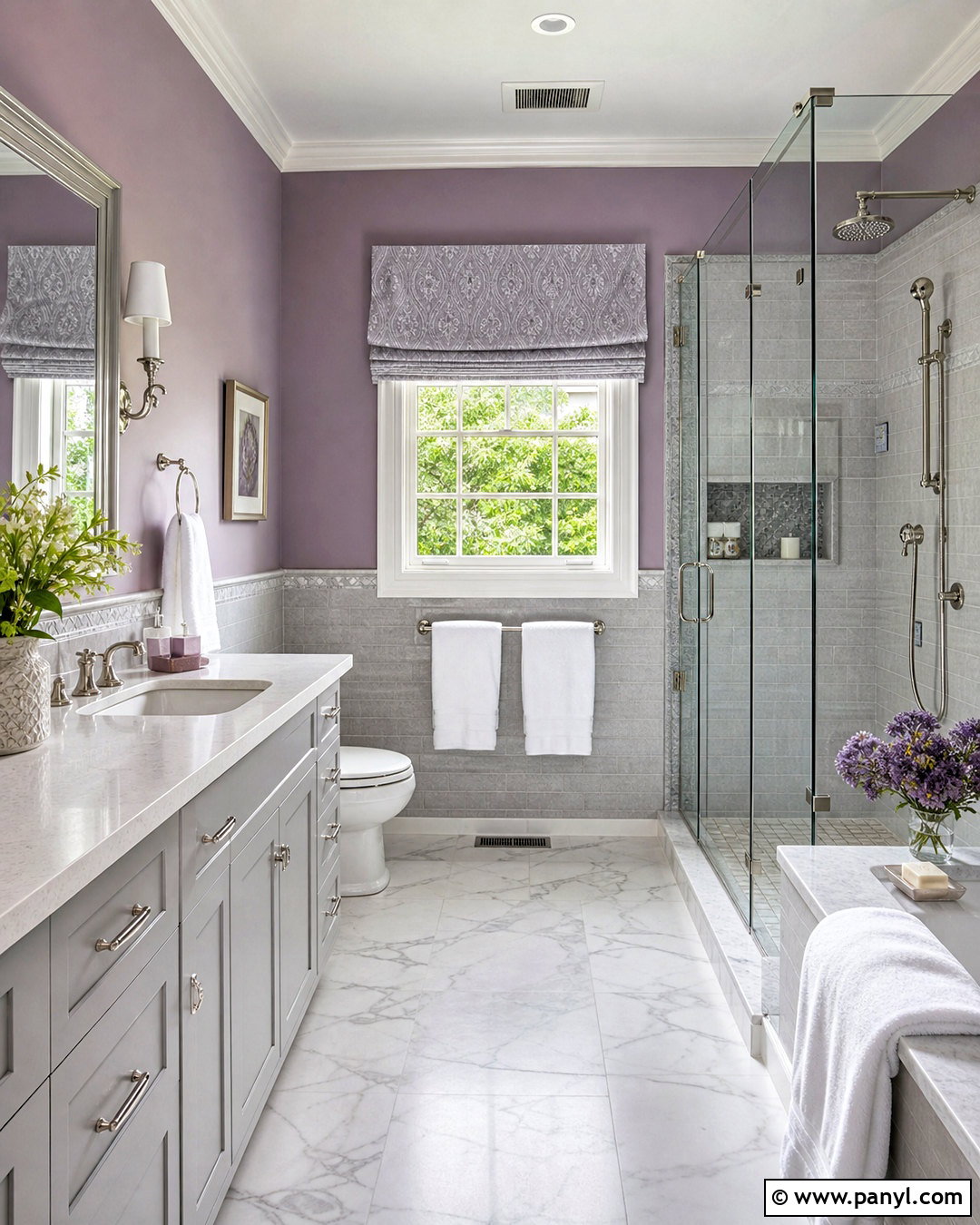 Lavender And Soft Gray Bathroom Walls - 20 two tone bathroom walls