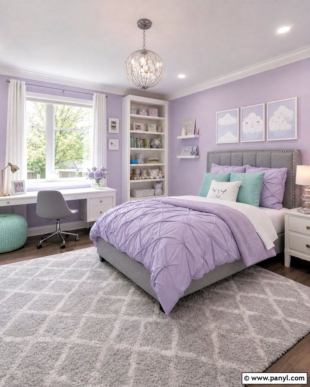 Lavender And Soft Gray Kids Room - 20 kids room color schemes