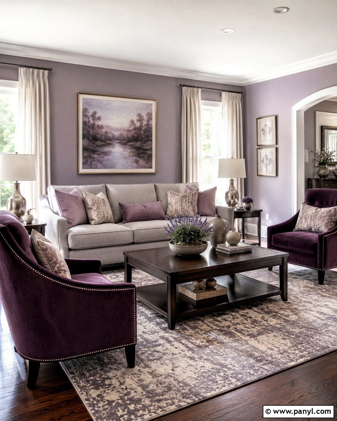 Lavender And Soft Gray Living Room - 20 colour schemes for living room ideas