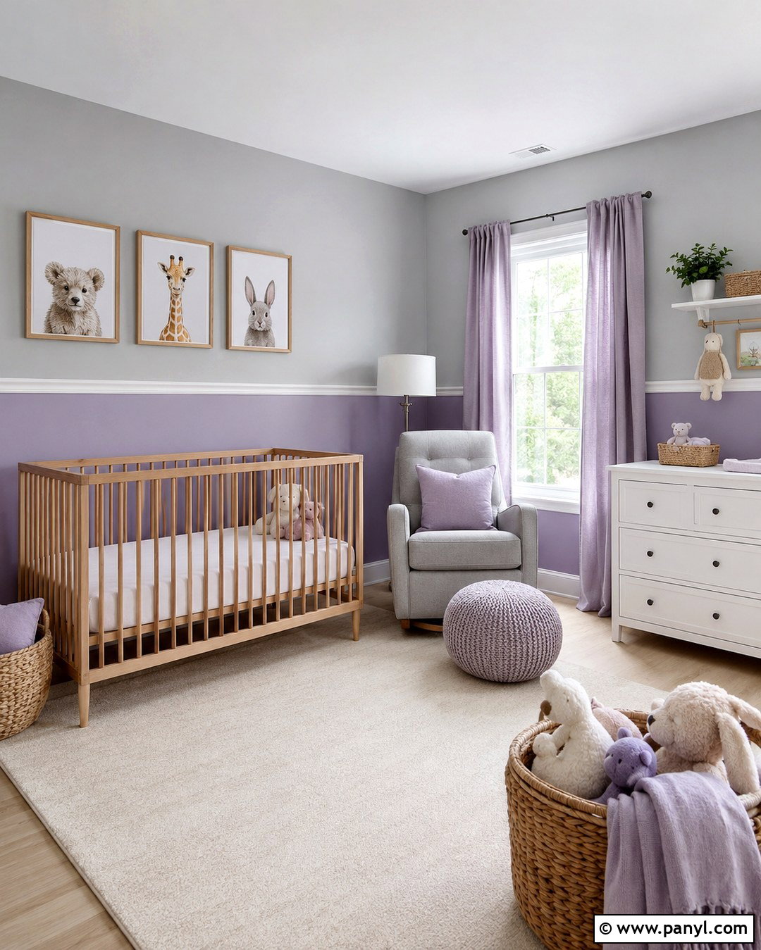 Lavender And Soft Gray Split Wall - 20 Split Wall Color Ideas