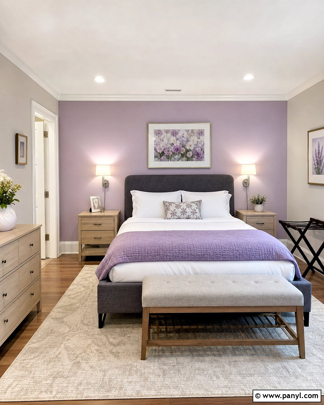 Lavender And Soft Gray Two Tone Guest Room - 20 two tone room ideas