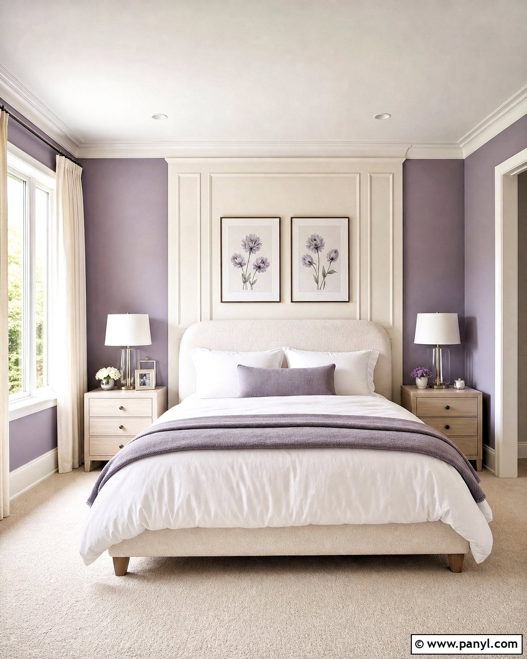 Lavender And Soft Off-White Bedroom Walls - 20 bedroom wall colour combination ideas
