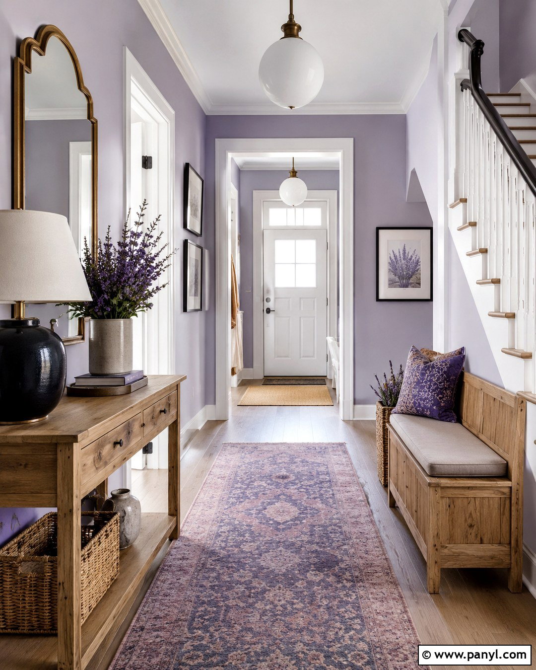 Lavender And Strong White Entryway - 20 Farrow And Ball Lavender Ideas