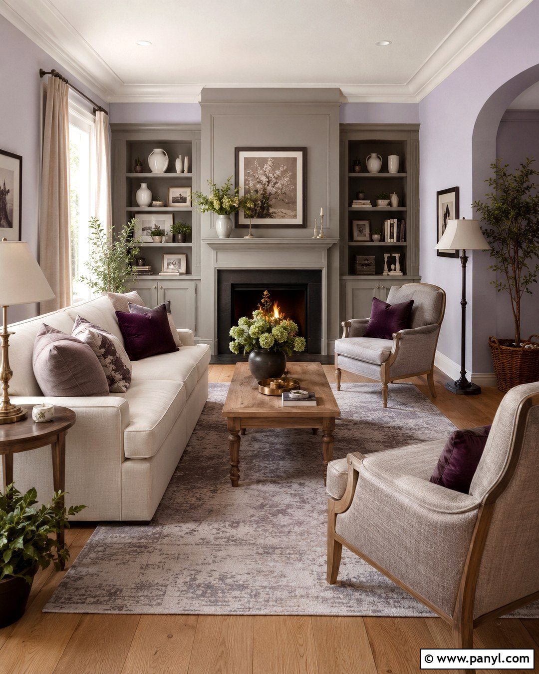 Lavender And Warm Gray Living Room Walls - 20 Living Room Color Combination Wall Ideas
