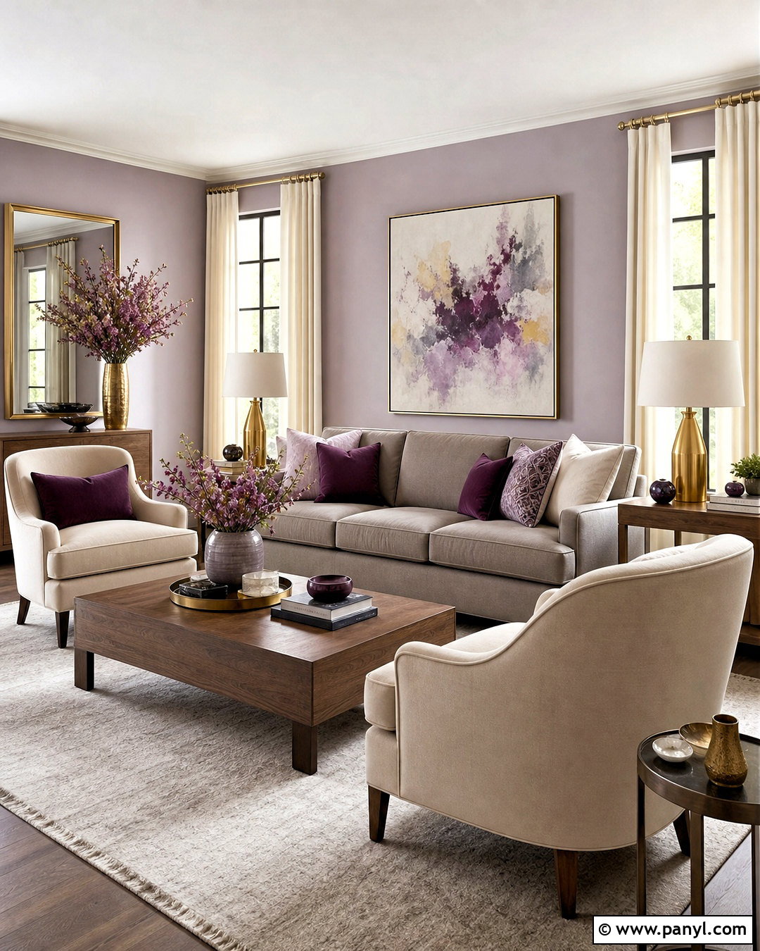 Lavender And Warm Gray Sitting Room Color Scheme - 20 sitting room ideas color schemes