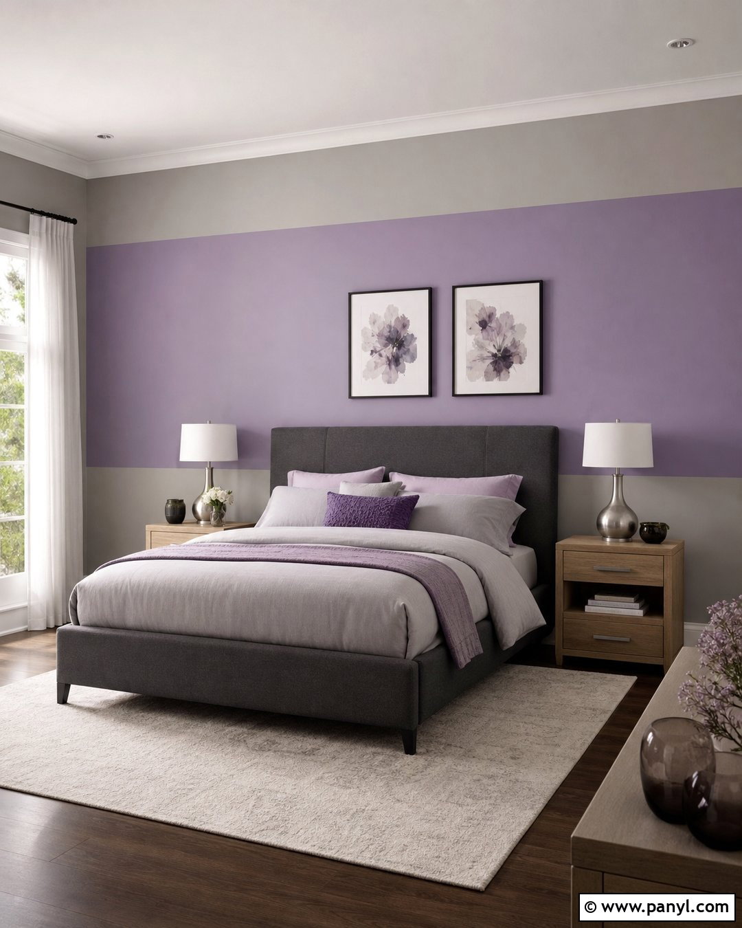 Lavender And Warm Gray Two Color Wall - 25 2 Color Wall ideas