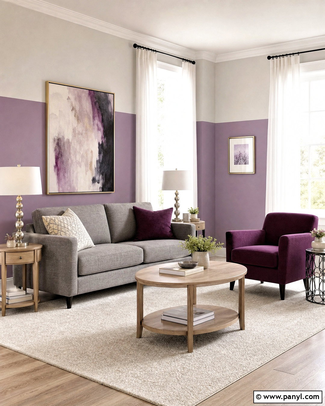 Lavender And Warm Gray Two Tone Living Room Walls - 20 two tone living room walls