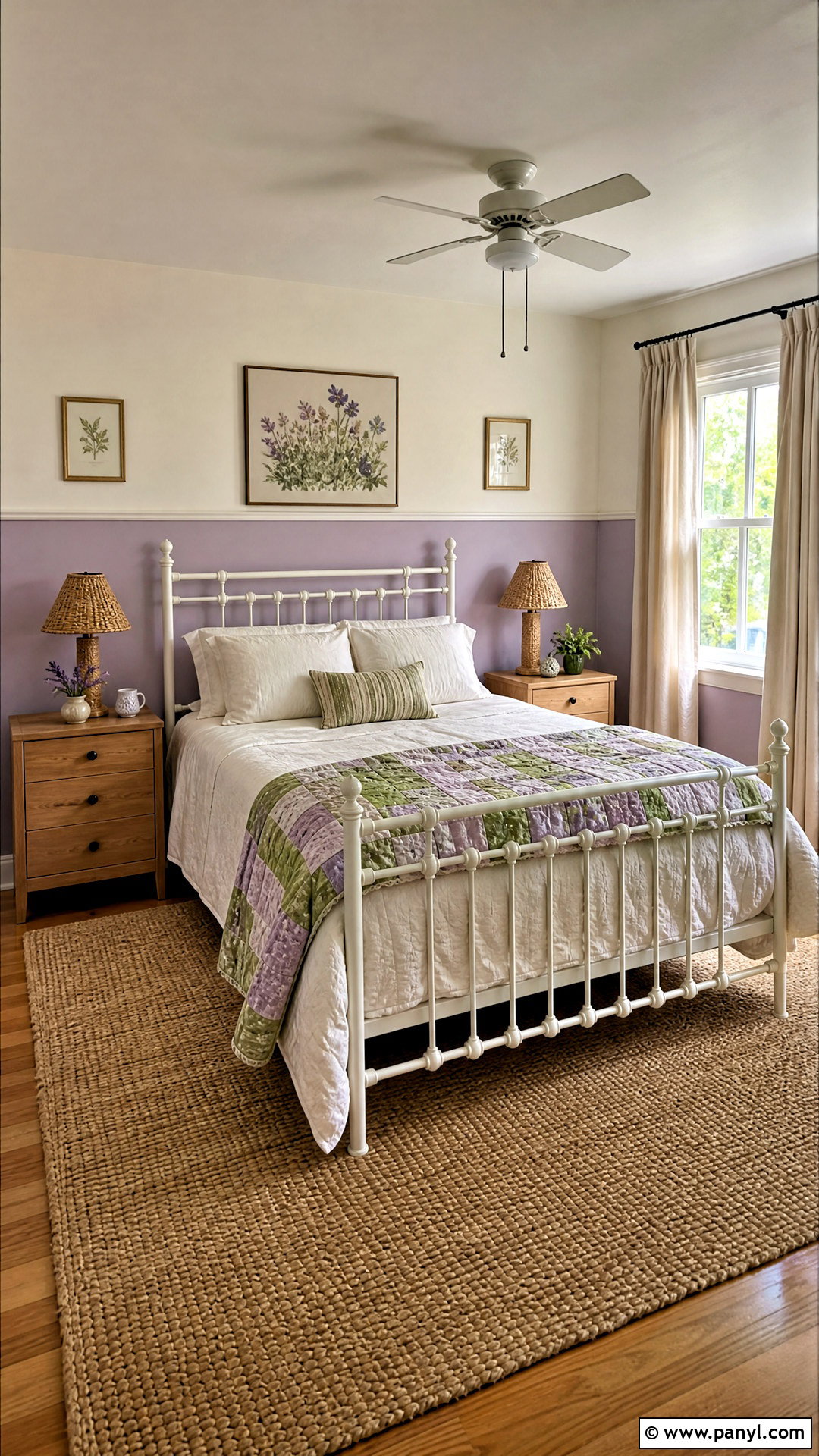 Lavender And Warm White Guest Room Walls - 20 2 color wall paint ideas
