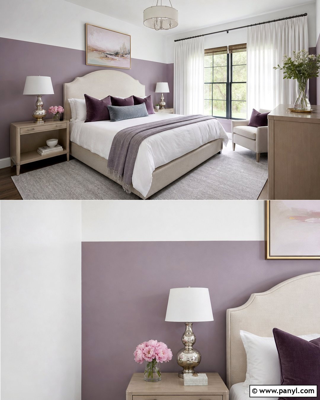 Lavender And White Half Painted Walls - 35 half and half painted walls