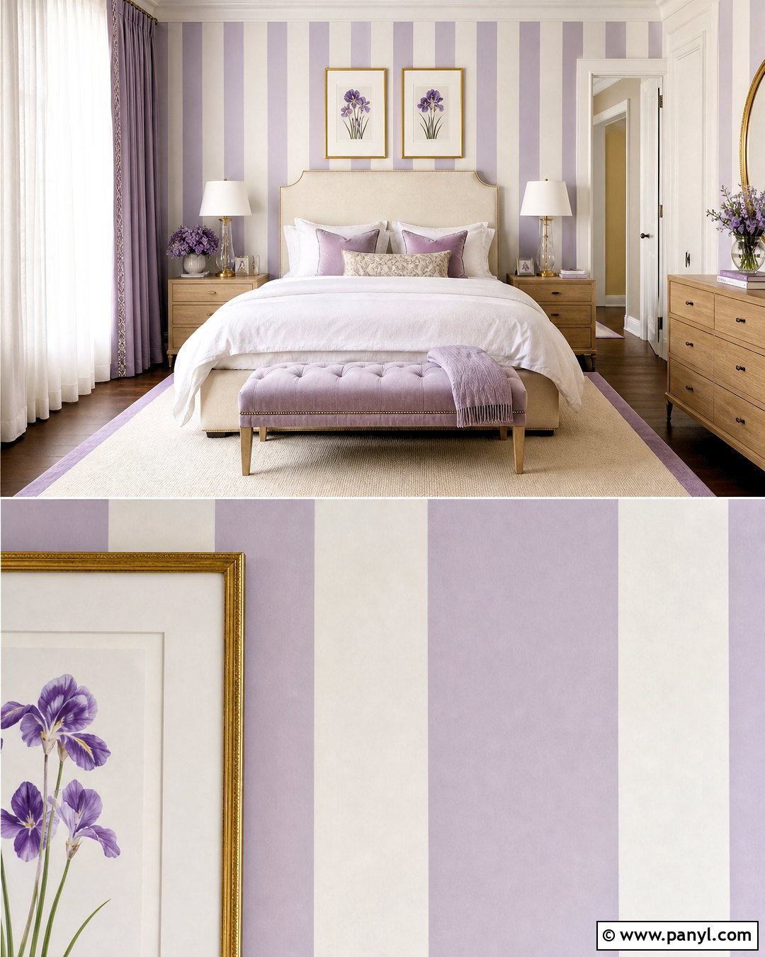 Lavender And White Striped Bedroom Walls - 20 striped bedroom walls