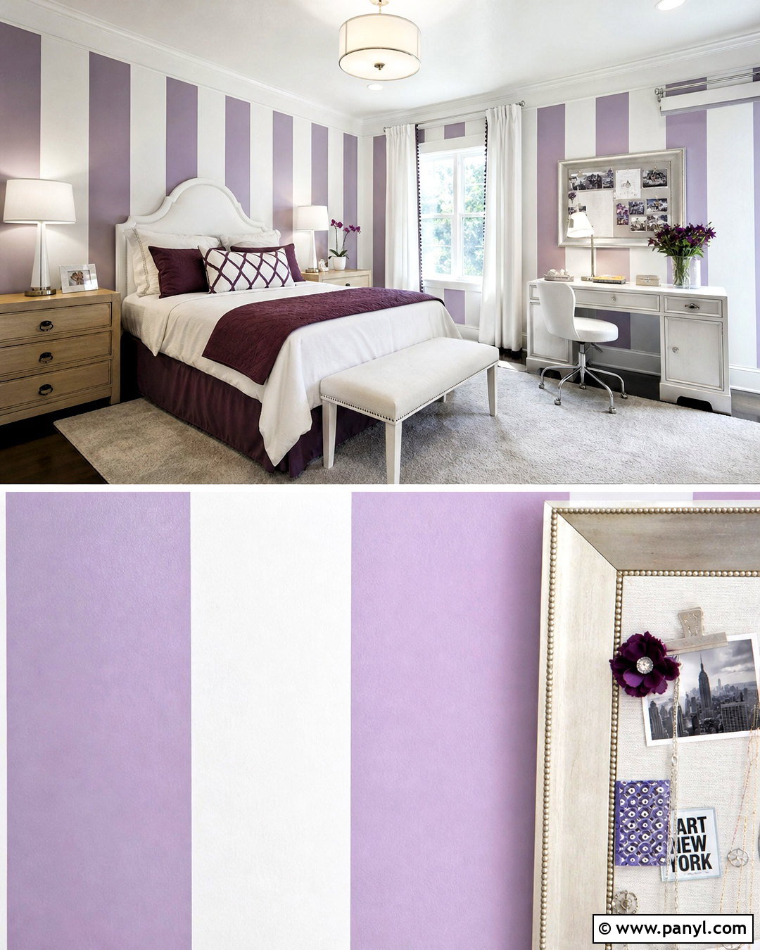 Lavender And White Vertical Striped Teen Bedroom - 20 striped walls vertical ideas