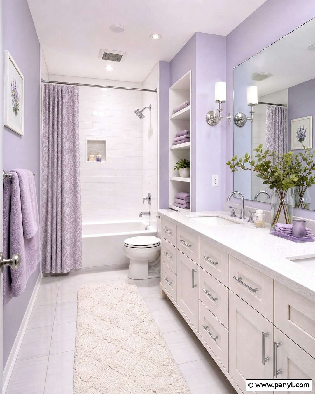 Lavender Bathroom With White Tile - 20 lavender interior ideas