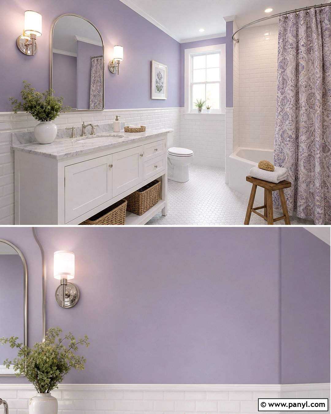 Lavender Bathroom With White Tile - 35 lavender wall ideas