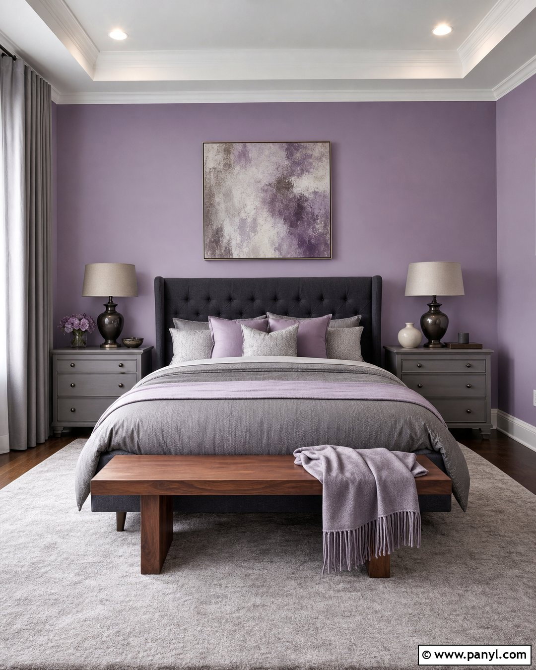 Lavender Bedroom With Gray Decor - 35 lavender wall ideas