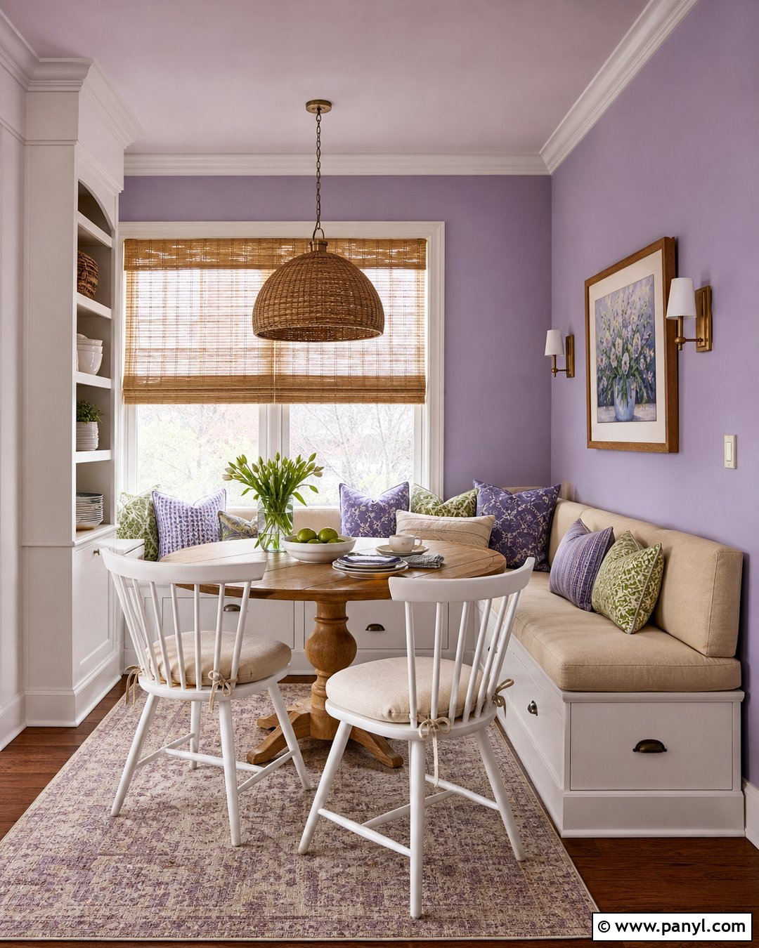 Lavender Breakfast Nook With Built-In Seating - 35 lavender wall ideas