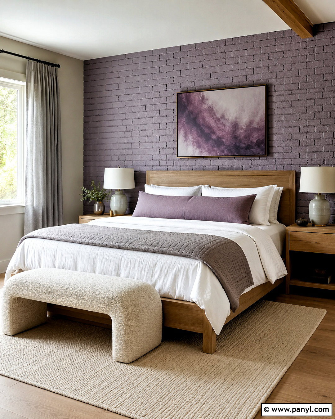 Lavender Brick Wall Bedroom - 20 colored brick wall interior design ideas