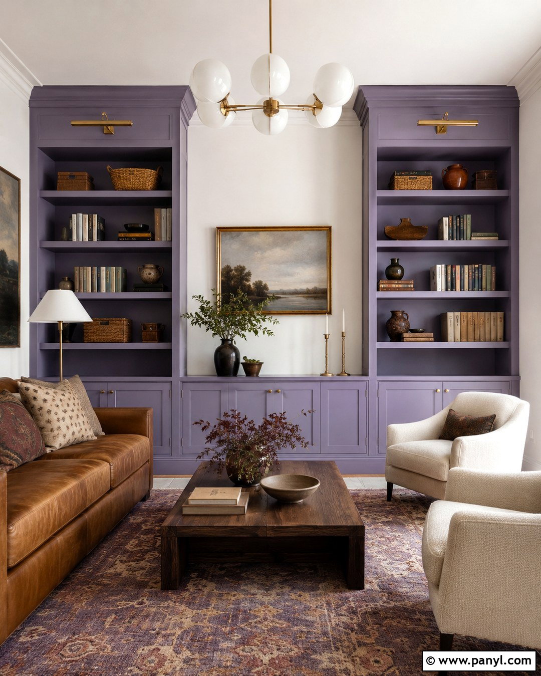 Lavender Built-In Bookcase - 20 Farrow And Ball Lavender Ideas