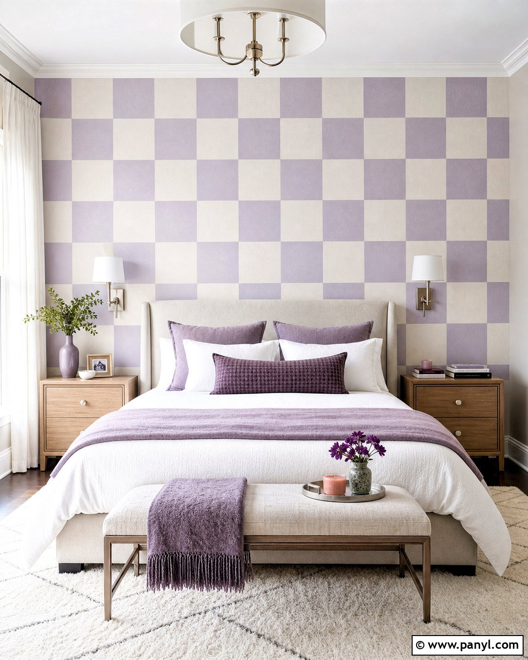 Lavender Checkered Accent Wall - 20 checkered accent wall ideas