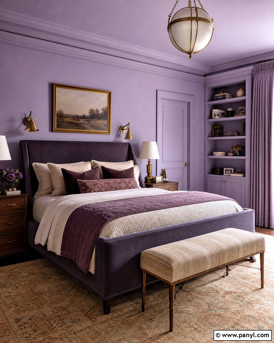 Lavender Color Drenched Bedroom - 20 lavender paint bedroom ideas