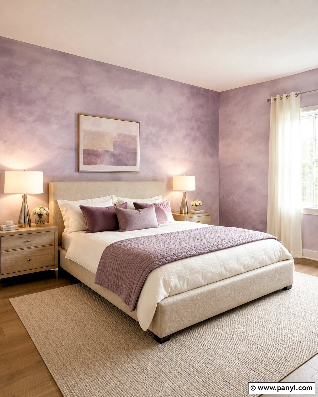 Lavender Color Washed Walls In A Bedroom - 20 color washing walls