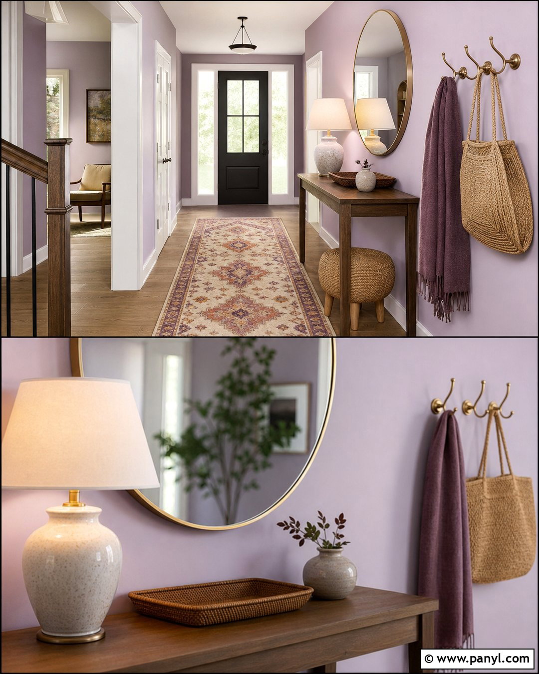 Lavender Entryway With Console Table - 35 lavender wall ideas