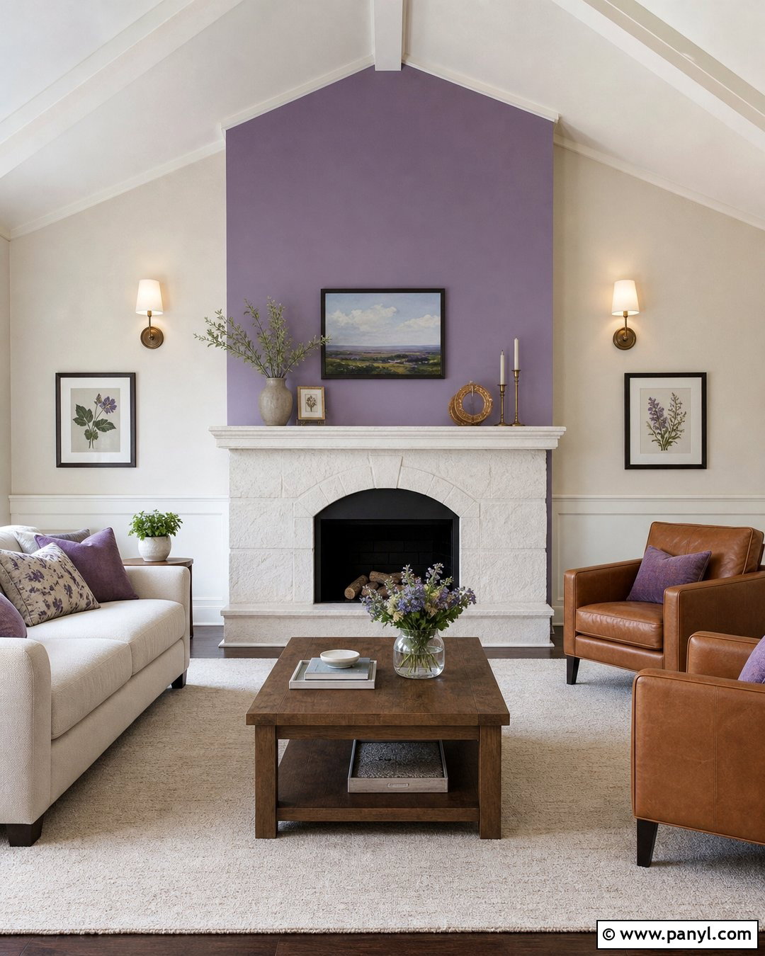 Lavender Fireplace Living Room Wall - 35 Lavender Wall Paint Ideas