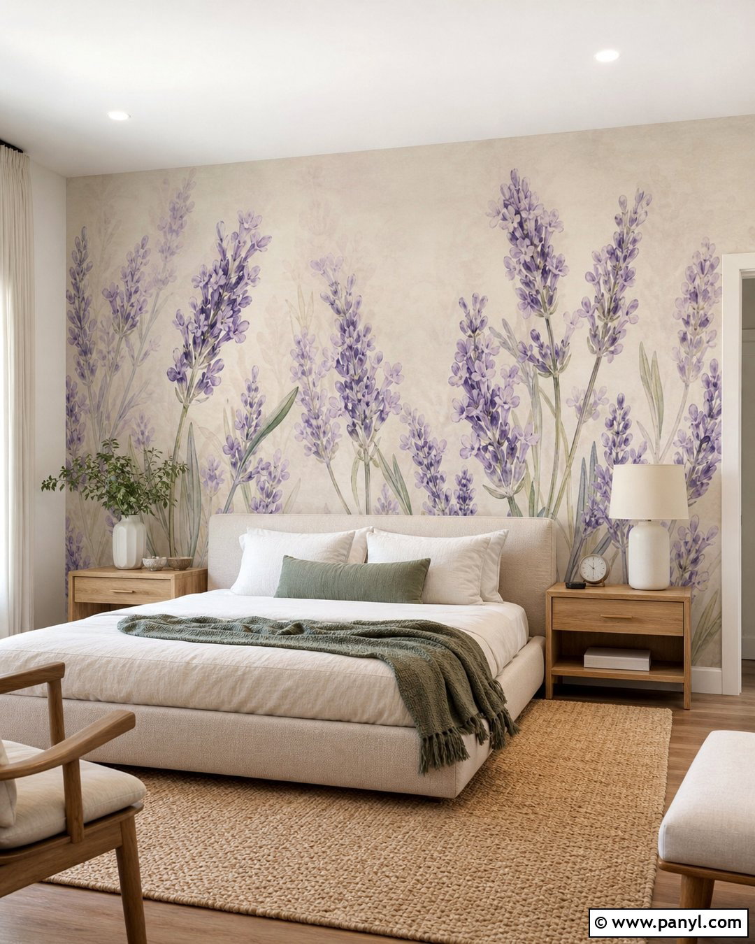 Lavender Floral Mural Accent Wall - 30 Lavender Accent Wall Ideas