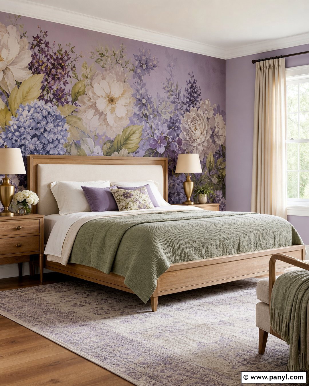 Lavender Floral Wall Mural - 35 lavender wall ideas