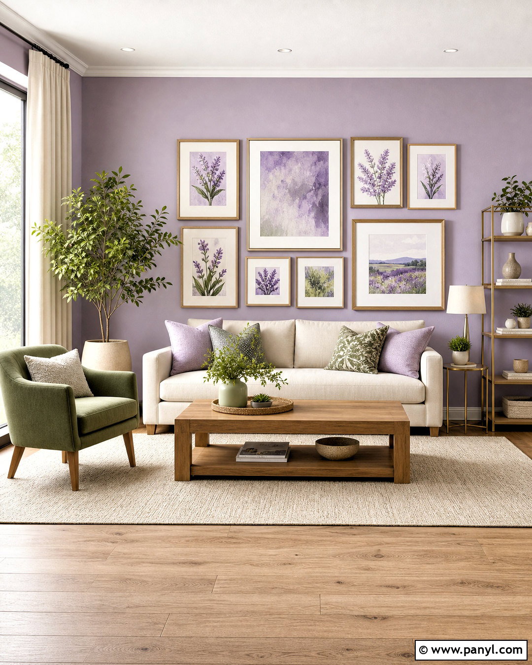 Lavender Gallery Wall - 20 purple wall decor ideas