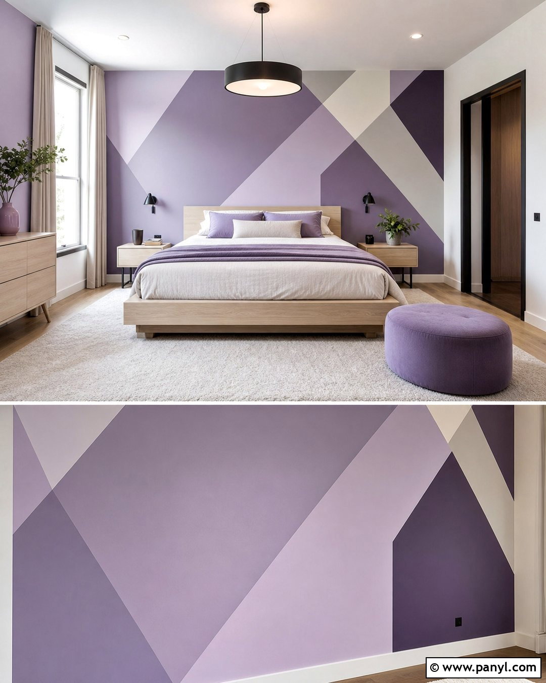 Lavender Geometric Wall - 35 lavender wall ideas