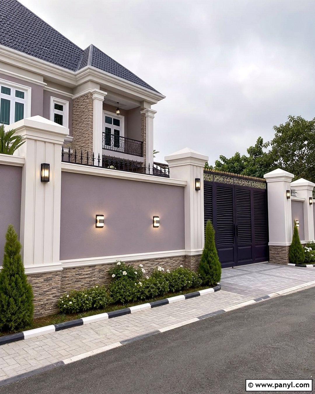 Lavender Gray And White Compound Wall - 30 compound wall colour combinations