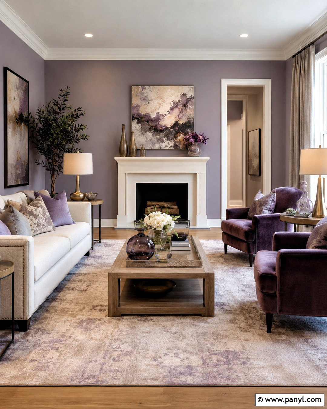Lavender Gray Sitting Room - 35 Sitting Room Paint Color Ideas