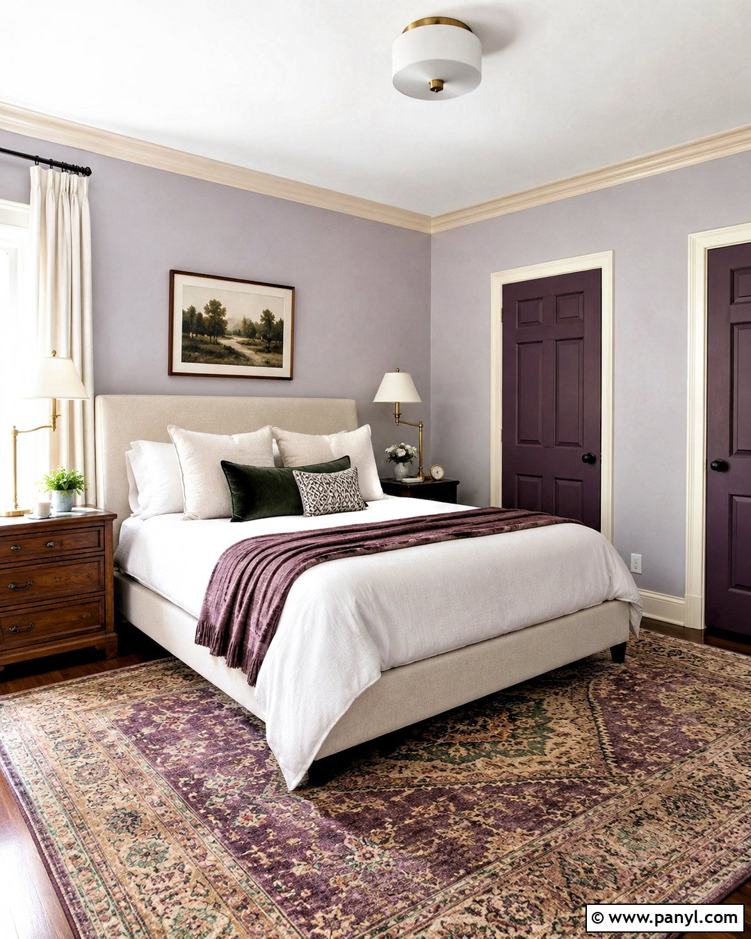 Lavender Gray Walls With Cream Trim And Plum Doors - 20 Wall Trim And Door Colors