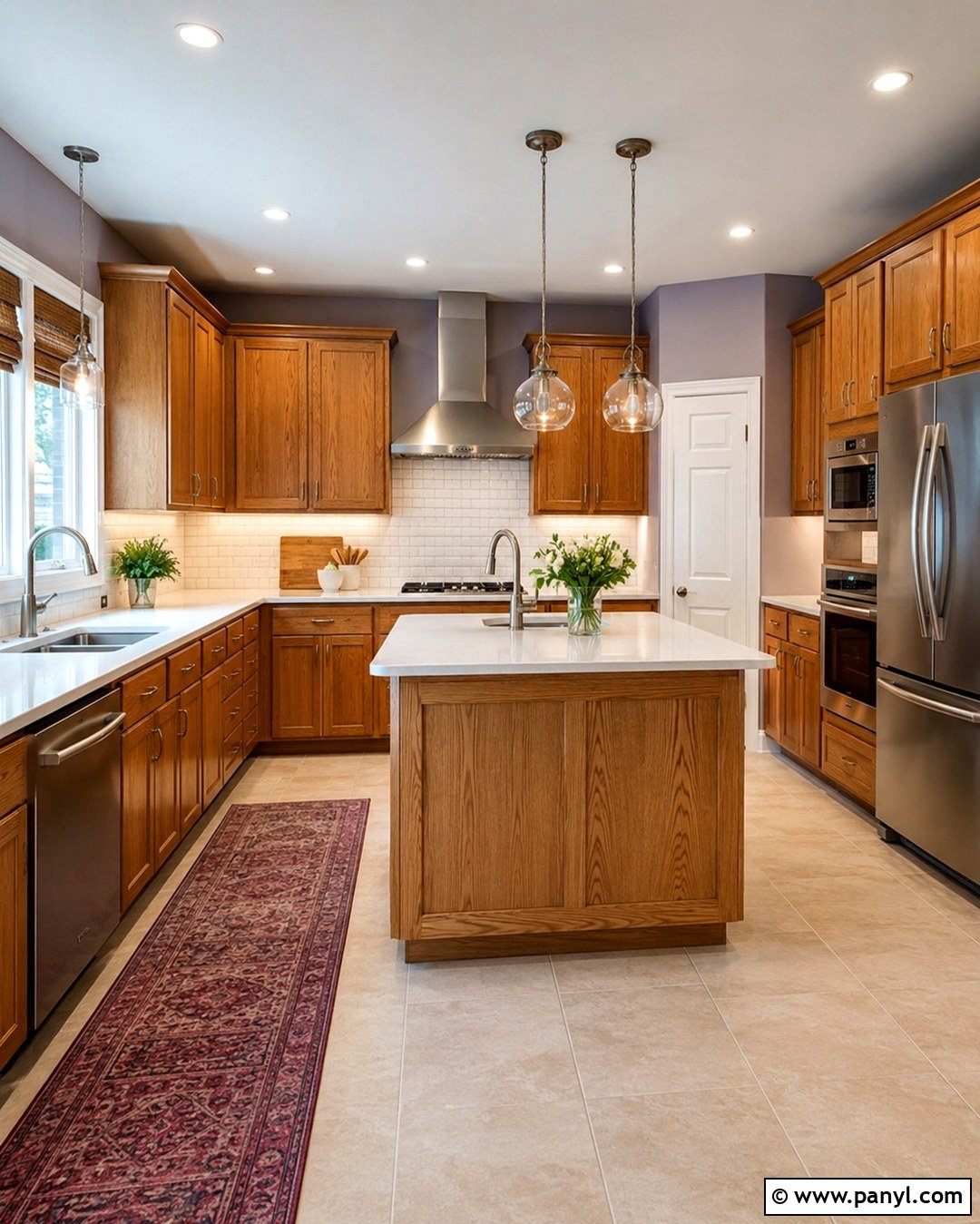 Lavender Gray Walls With Honey Oak Cabinets - 20 Honey Oak Cabinet Kitchen Wall Color Ideas
