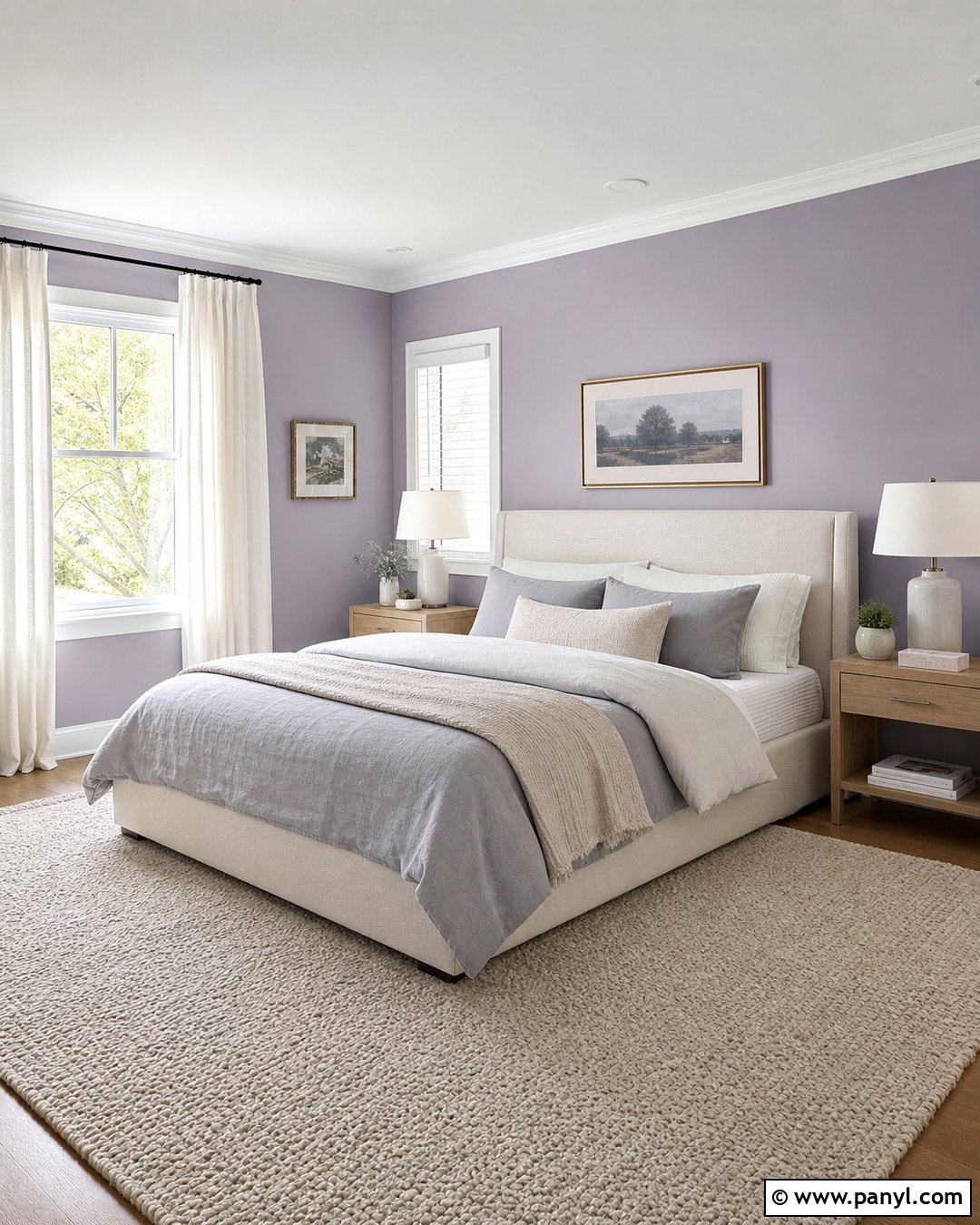 Lavender Grey Bedroom With White Trim - 20 Lavender Grey Wall Paint Ideas