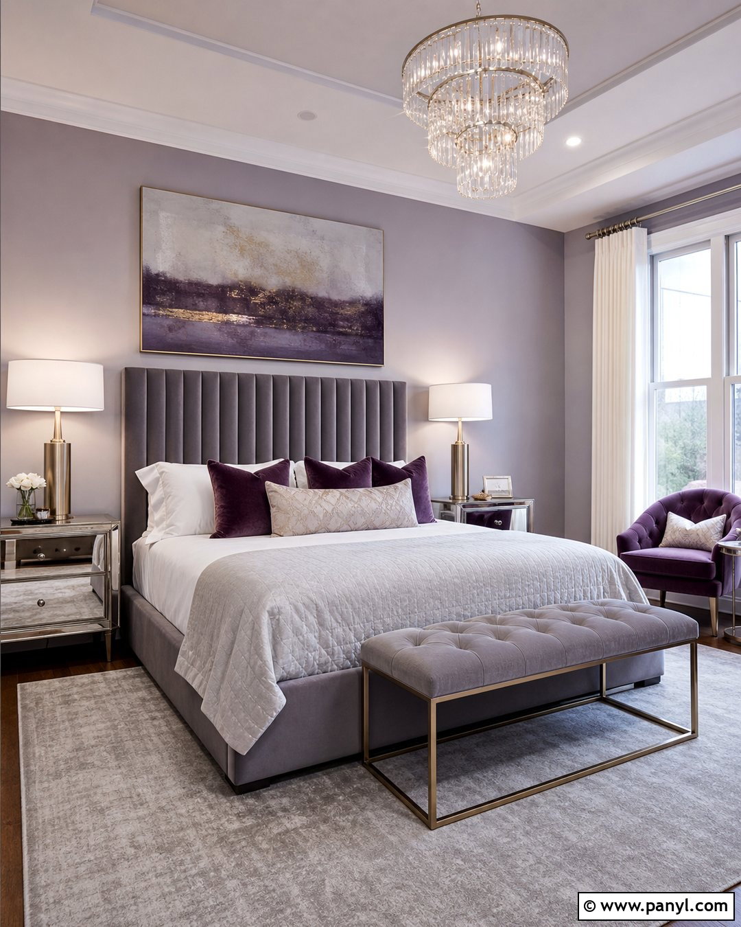 Lavender Grey Glam Bedroom - 20 Lavender Grey Wall Paint Ideas