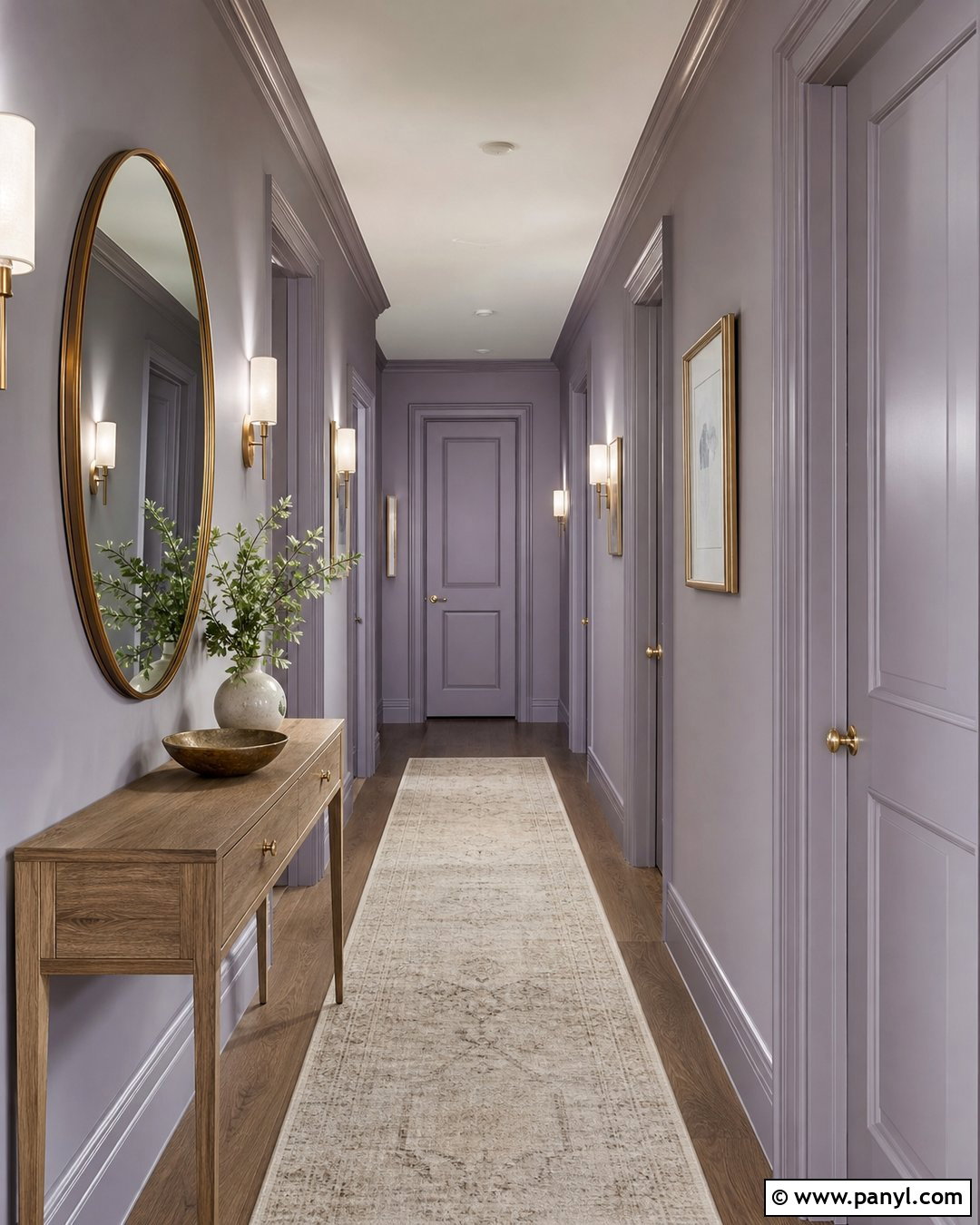 Lavender Grey Hallway With Matching Trim - 20 Lavender Grey Wall Paint Ideas