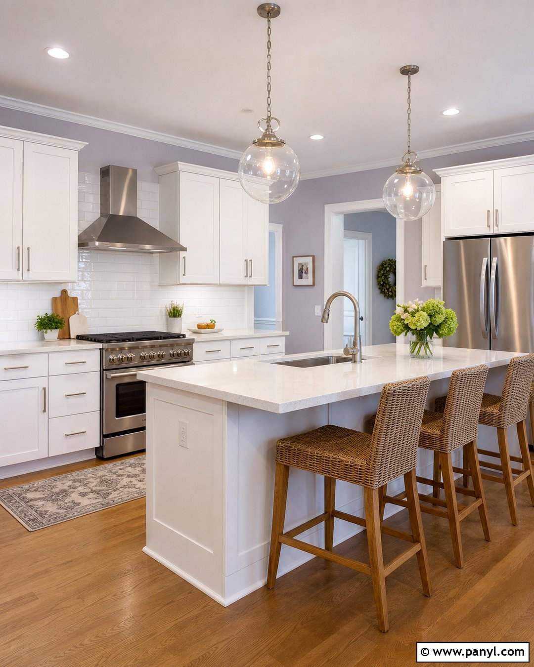 Lavender Grey Kitchen With White Cabinets - 20 Lavender Grey Wall Paint Ideas