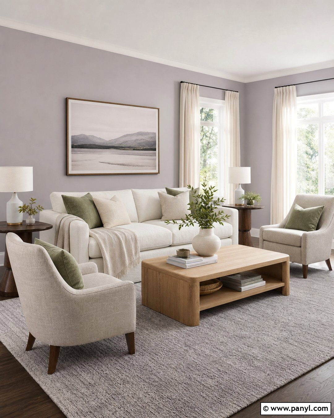 Lavender Grey Living Room With Cream Furniture - 20 Lavender Grey Wall Paint Ideas