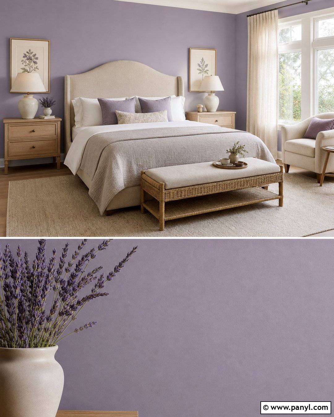 Lavender Guest Bedroom With Beige Decor - 35 lavender wall ideas
