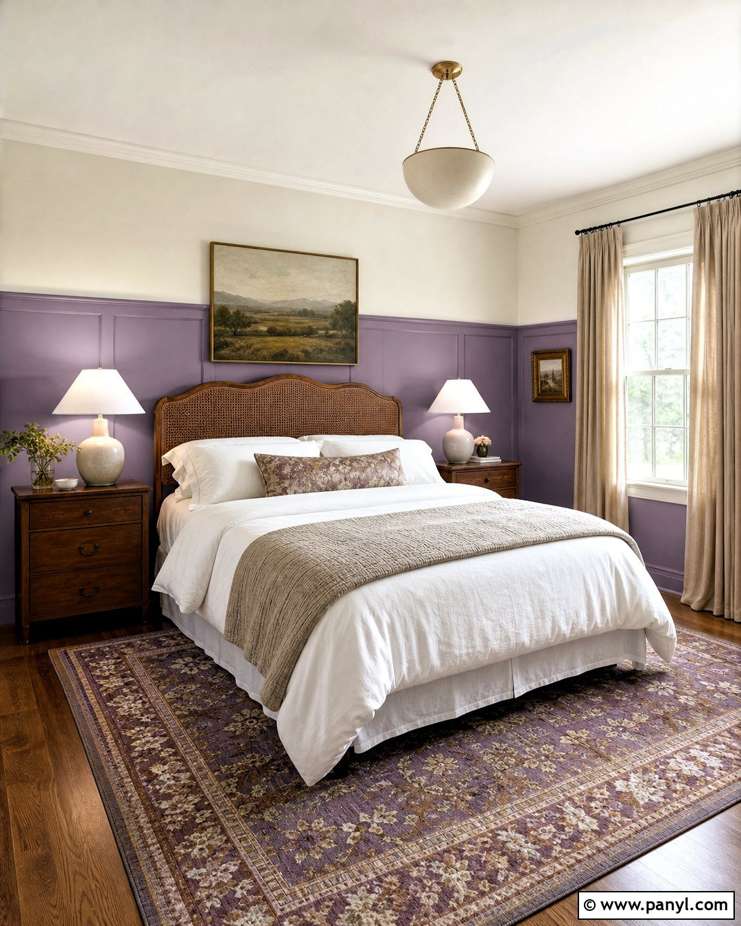 Lavender Half Wall Guest Bedroom - 20 painting half wall ideas
