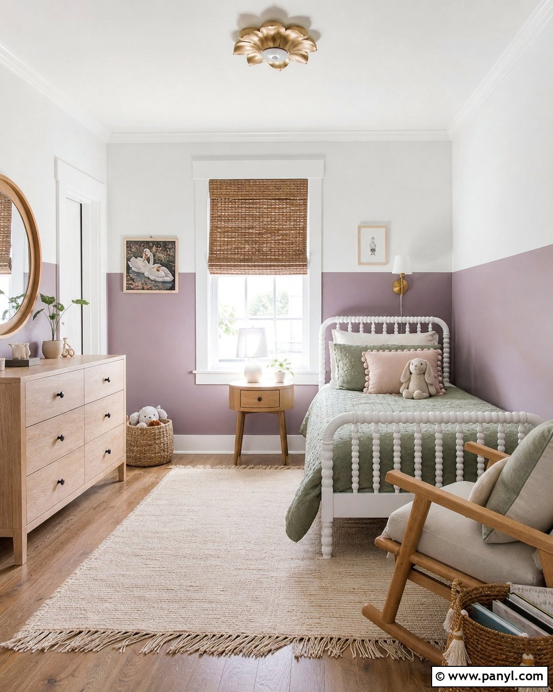 Lavender Half Wall With White - 25 Half Wall Color Ideas