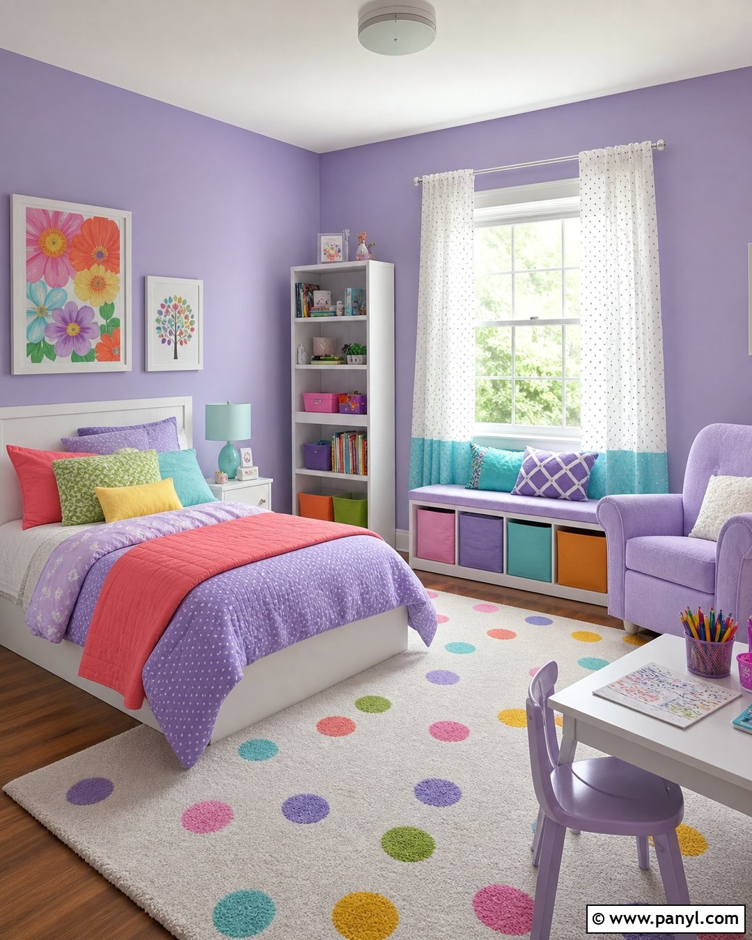 Lavender Kids Bedroom With Colorful Decor - 35 lavender wall ideas