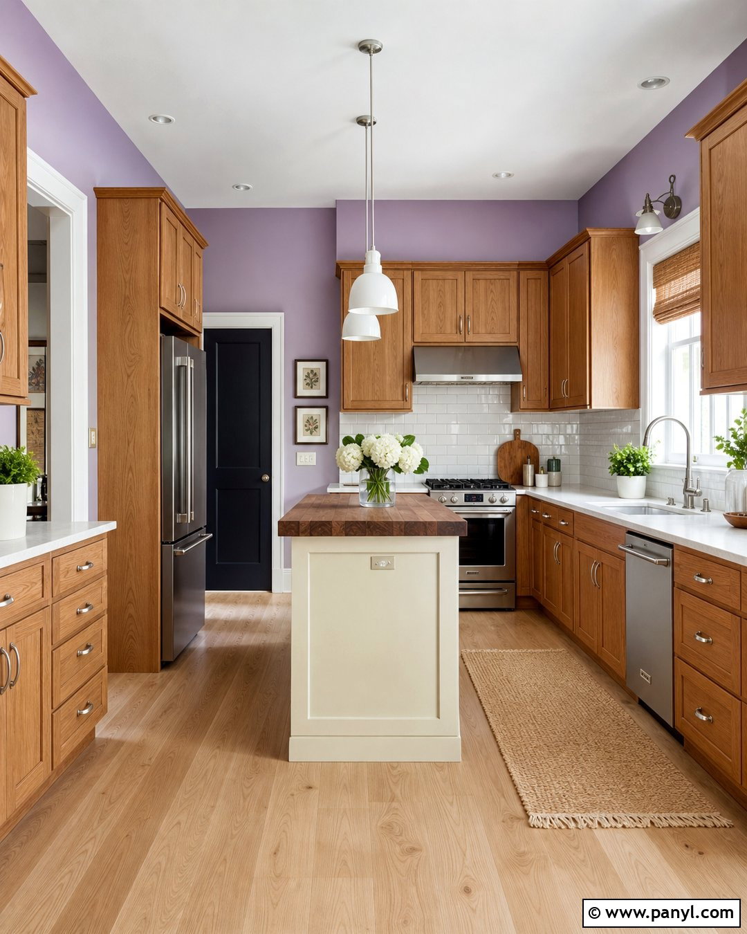 Lavender Kitchen Walls With Wood Cabinets - 35 purple kitchen walls