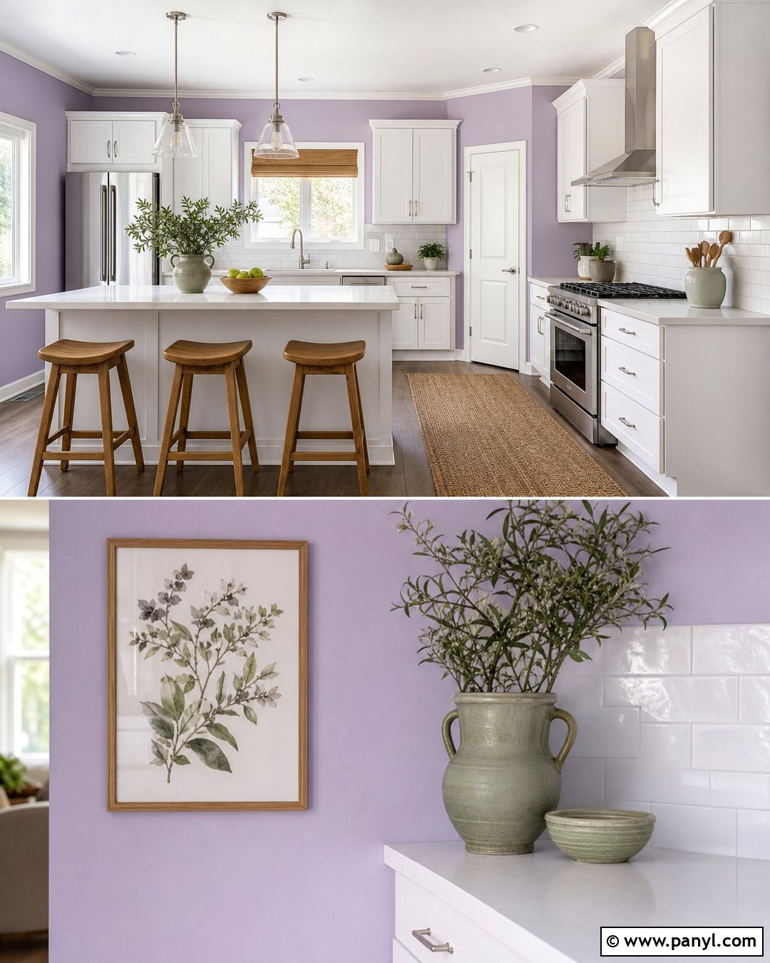 Lavender Kitchen With White Cabinets - 35 lavender wall ideas