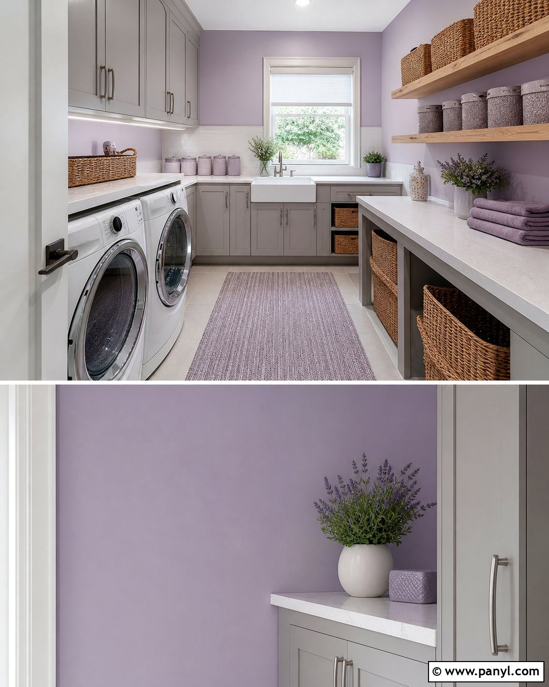 Lavender Laundry Room With Gray Cabinets - 35 lavender wall ideas