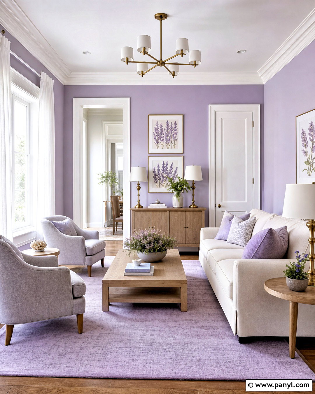 Lavender Living Room With White Trim - 20 purple wall with white trim ideas
