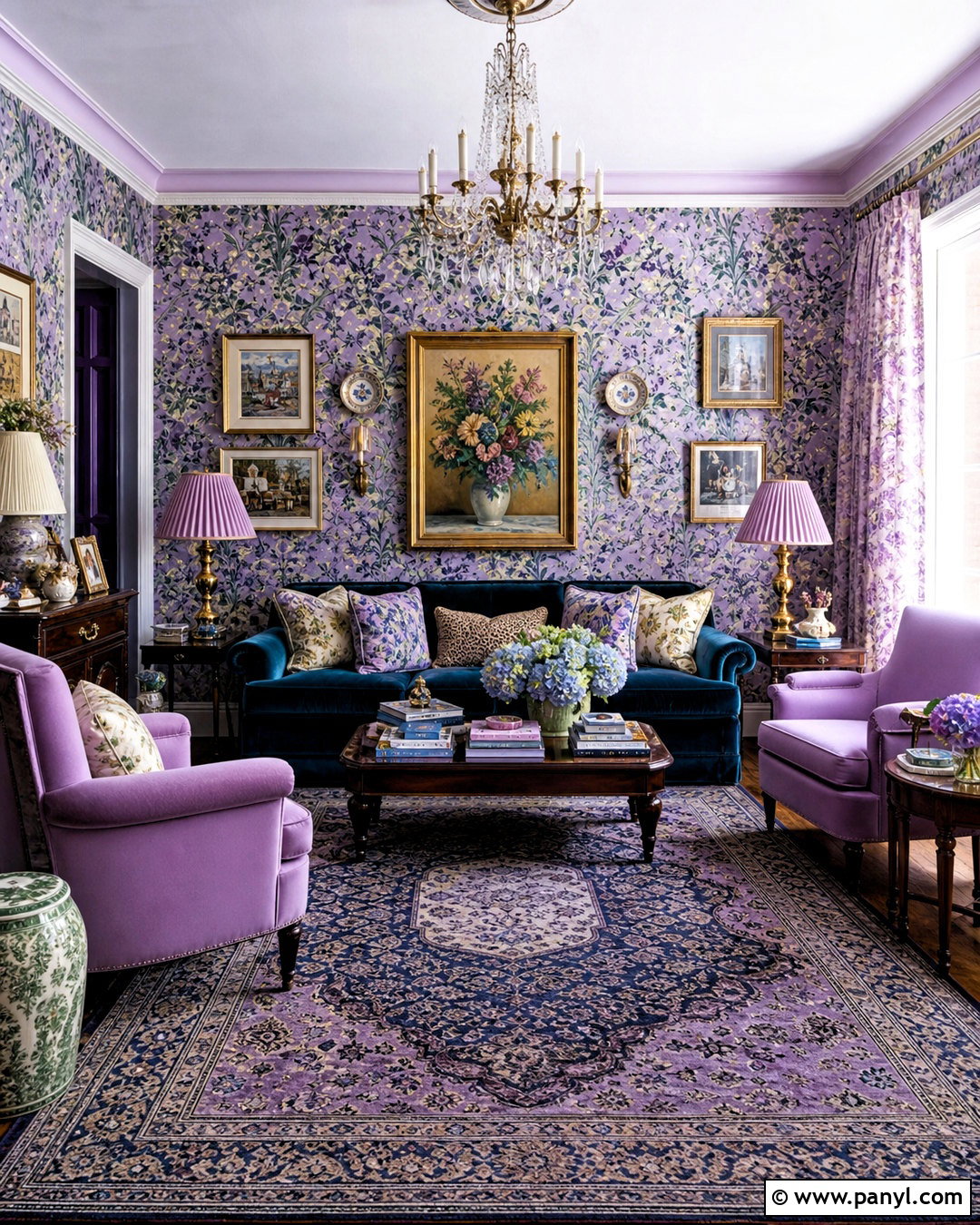 Lavender Maximalist Sitting Room - 20 lavender interior ideas