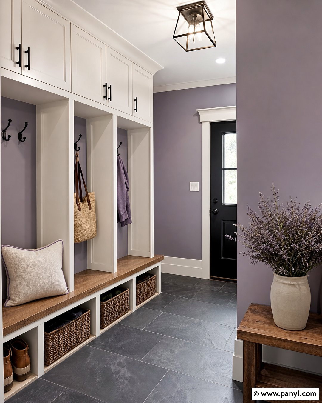 Lavender Mudroom With Built-In Storage - 35 lavender wall ideas